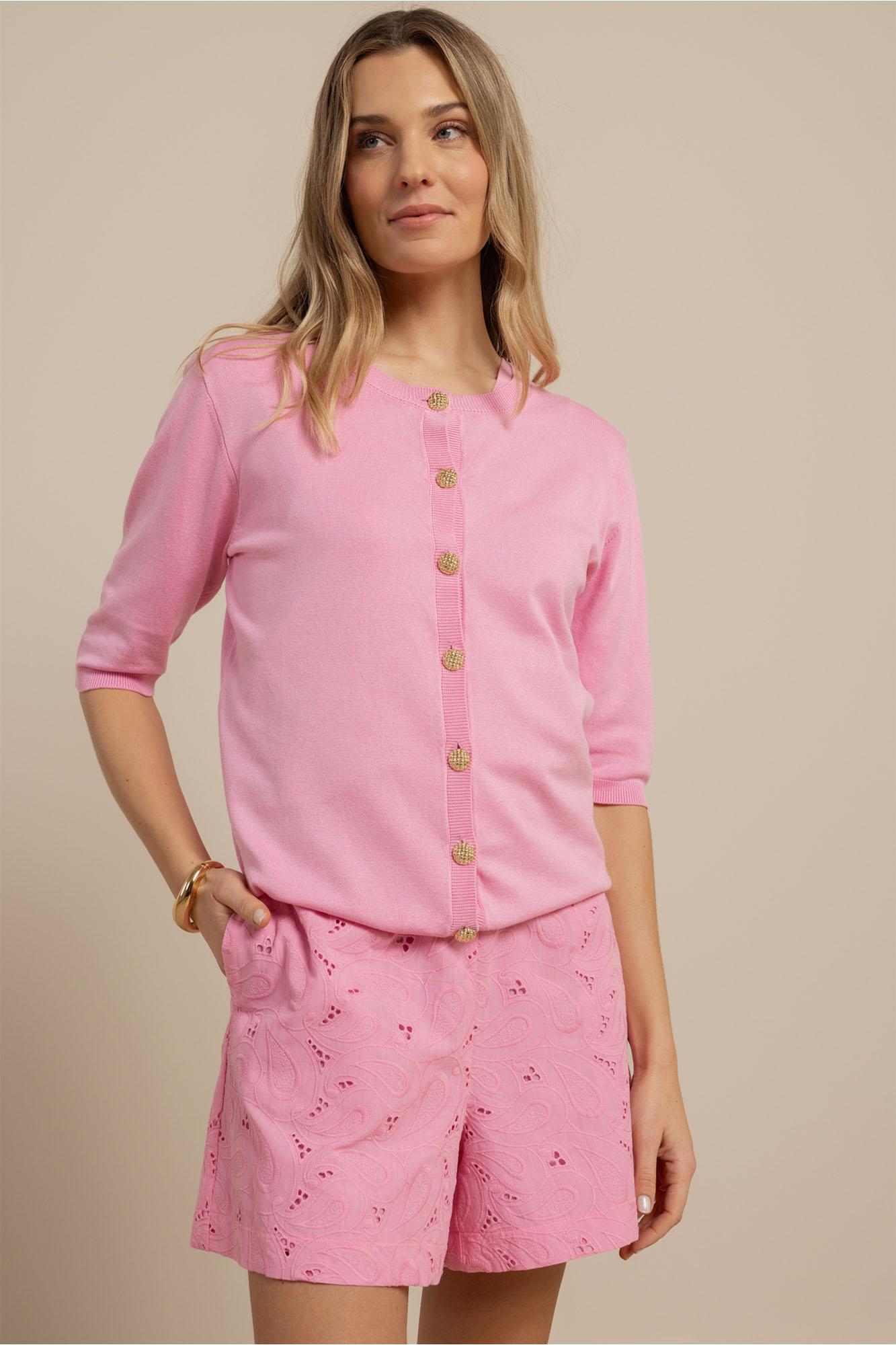 Studio Anneloes Jerry Sl Cardigan 13918 Vest 4400 Pop Pink