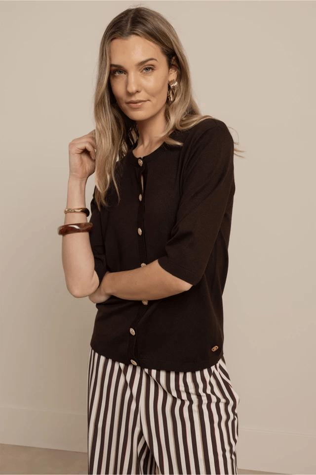 Studio Anneloes Jerry Sl Cardigan 13918 Vest 8700 Espresso