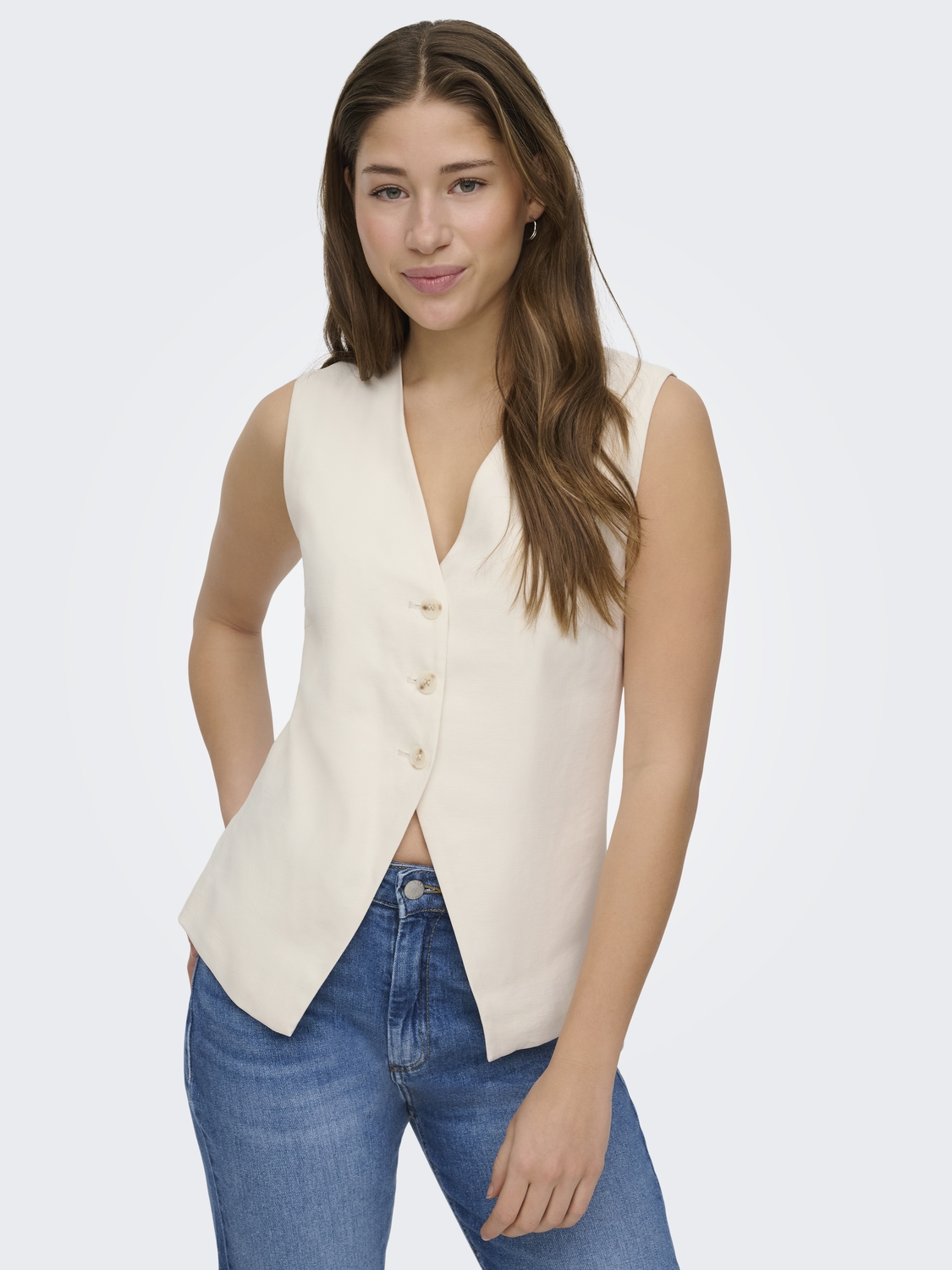 Only Onltila Life S/l Waistcoat Tlr Gilets Cloud Dancer