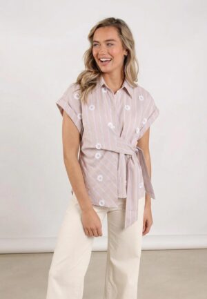 Nukus Aneta Top Stripe Nks01193 Blouse 9 Sand