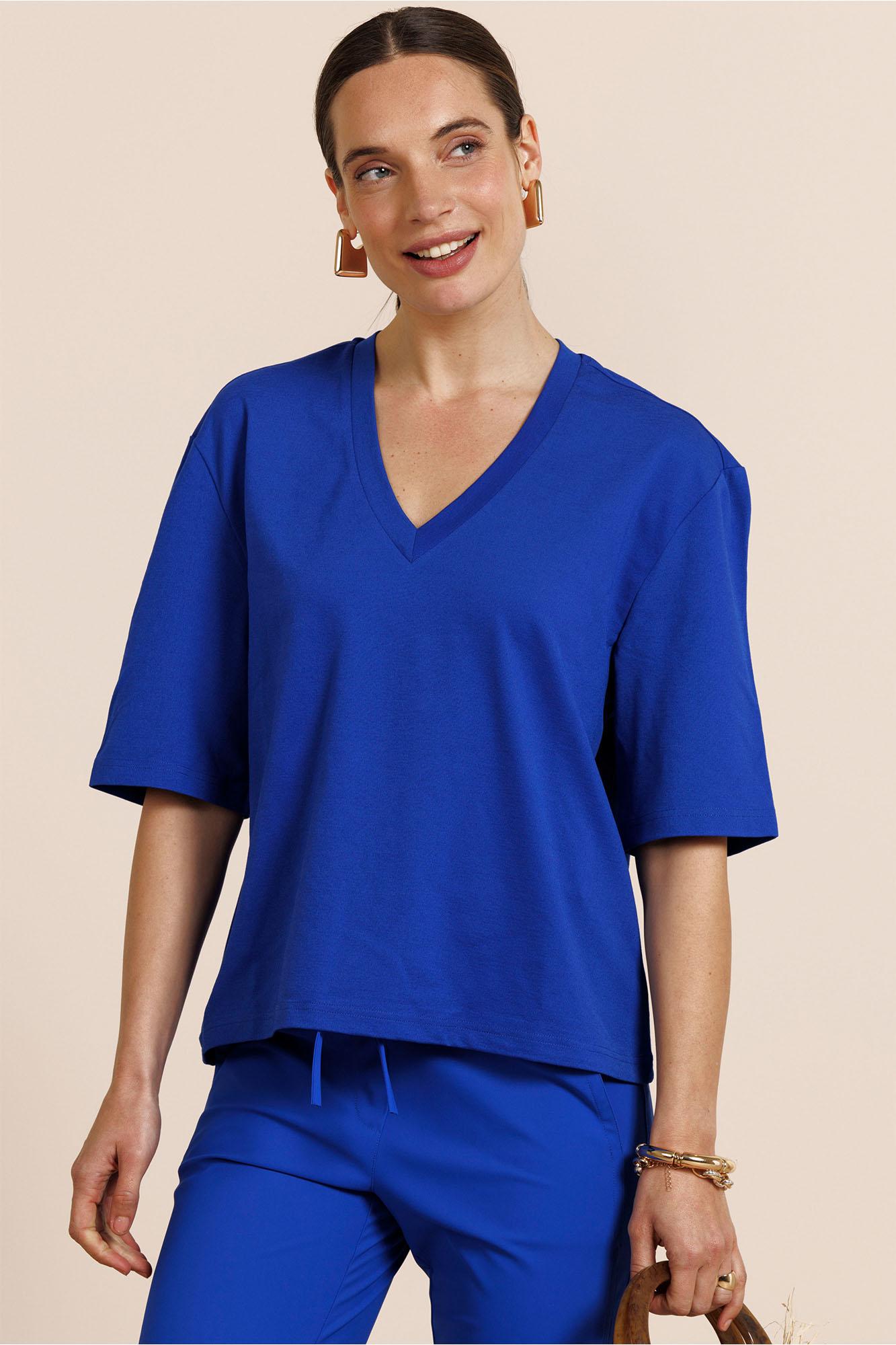 Studio Anneloes Fiore Vneck T-shirt 13764 T-shirt Korte Mouw 7301 Electric Blue