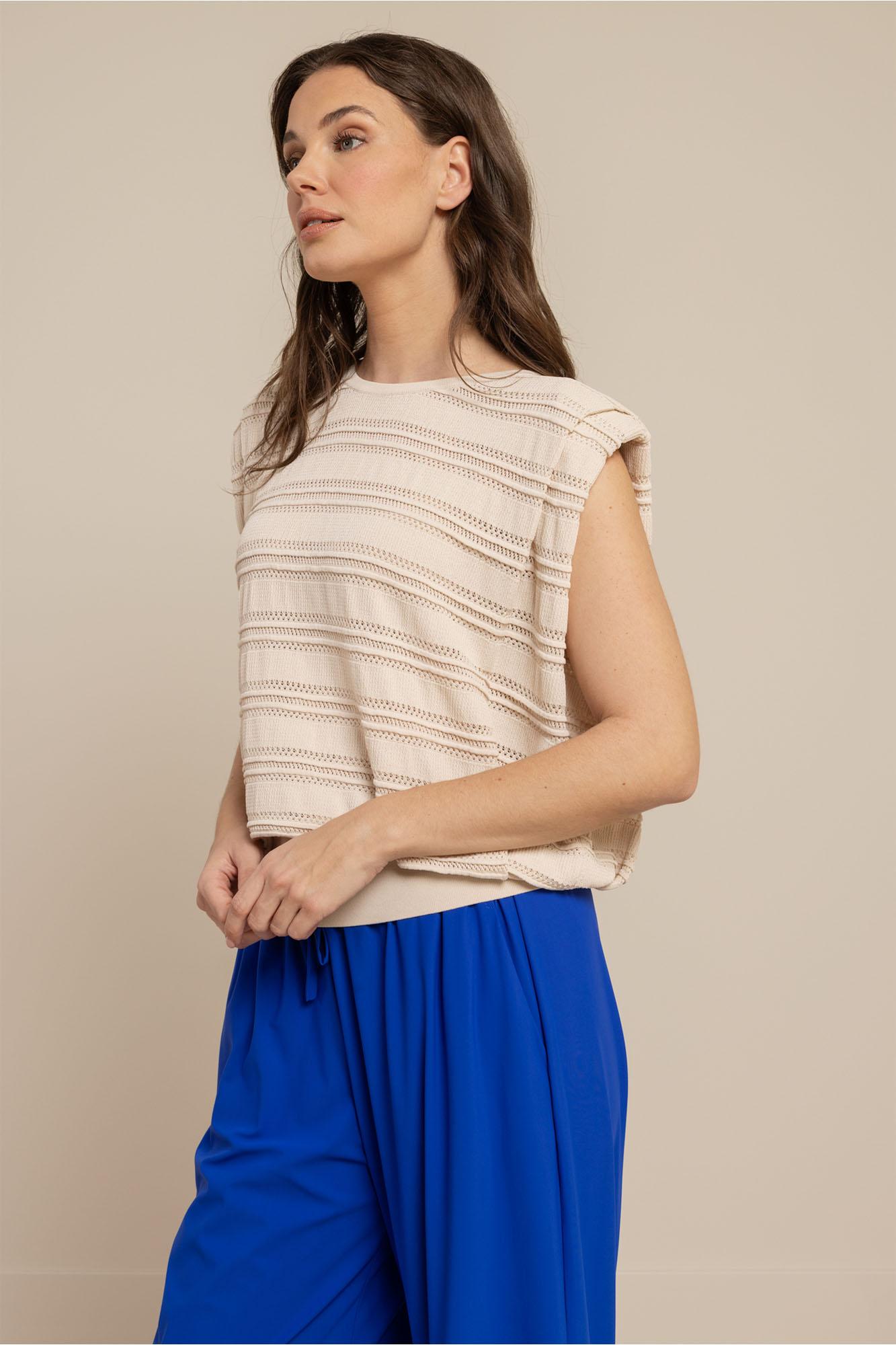 Studio Anneloes Leona Knitted Top 13773 T-shirt Korte Mouw 1400 Kit