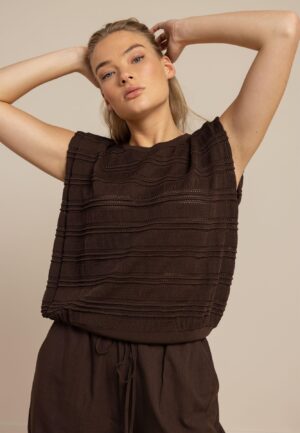 Studio Anneloes Leona Knitted Top 13773 Tops En Singlets 8700 Espresso
