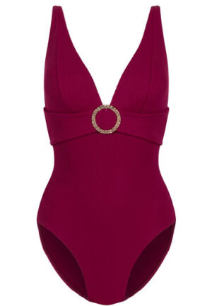 Alternative view of Hunkemöller Crinkle badpak met ring Rood