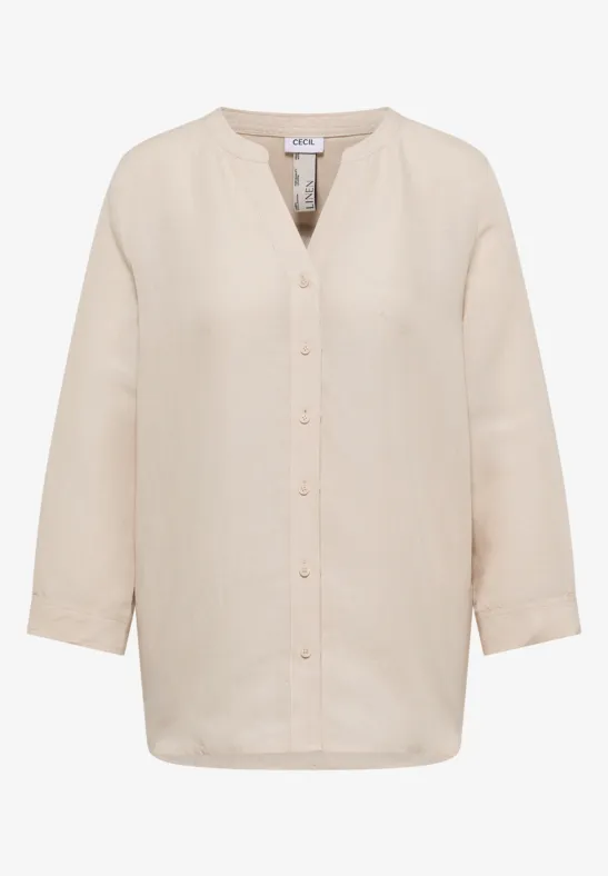 3/4 mouw blouse van linnenmix - Afbeelding 2