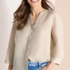 3/4 mouw blouse van linnenmix