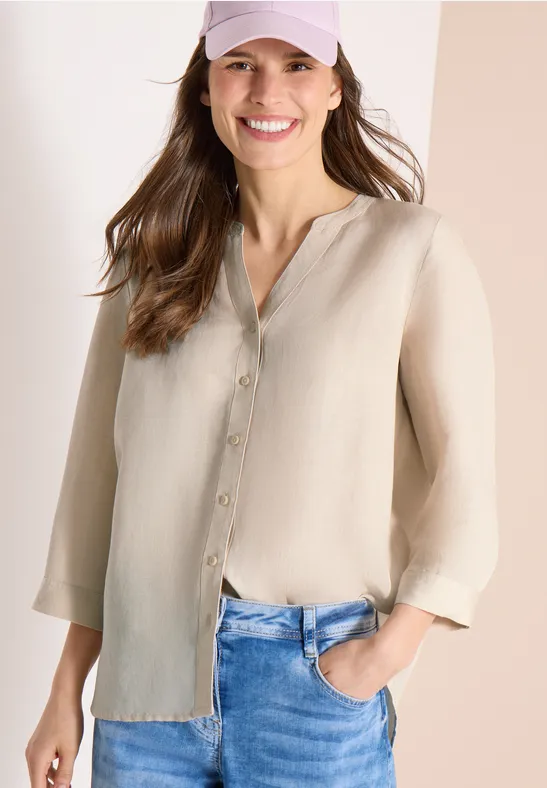 3/4 mouw blouse van linnenmix