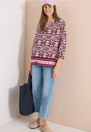 3/4-mouwen blouse met grafisch patroon