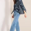 3/4-mouwen blouse met patchworkprint