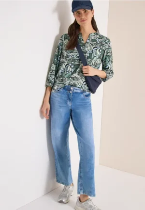 3/4-mouwen blouse met patchworkprint