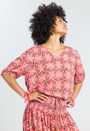 Blouse Poppy Pink Wire print