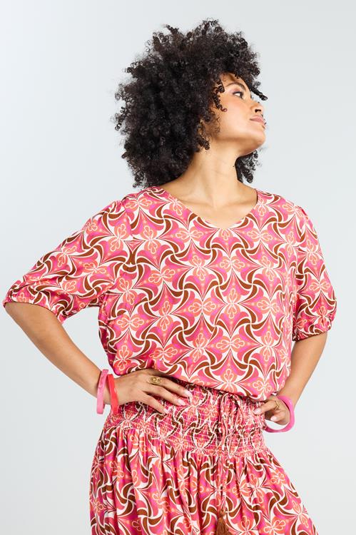 Blouse Poppy Pink Wire print