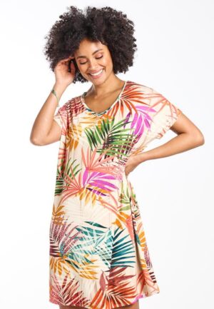 Alternative view of Loose dress Vogue Animal leaves print