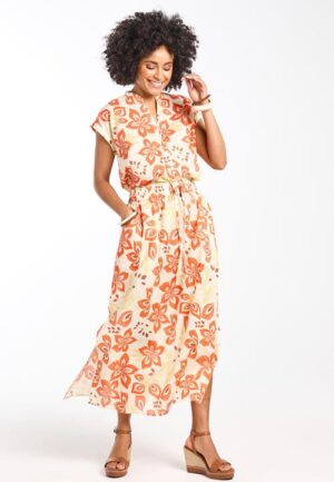 Skirt Cava Orange Verano print