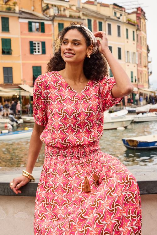 Blouse Poppy Pink Wire print - Afbeelding 2