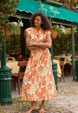 Alternative view of Skirt Cava Orange Verano print