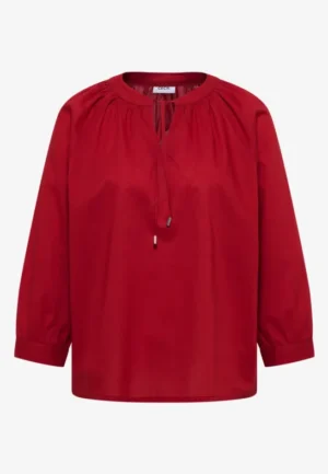 Alternative view of Blouse met 3/4 mouwen en gespleten hals in effen kleur