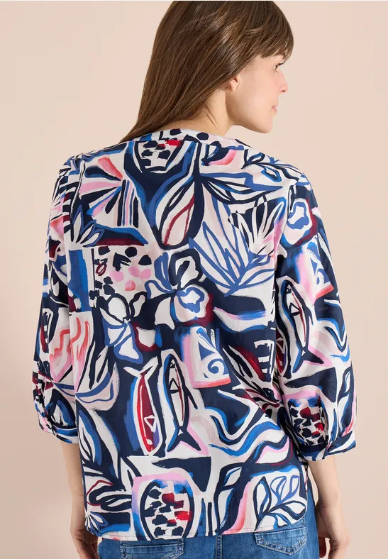 Blouse met 3/4 mouwen en meerkleurige print - Afbeelding 3