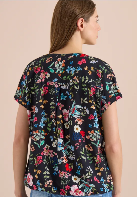 Blouse met gespleten hals en bloemenpatroon - Afbeelding 3