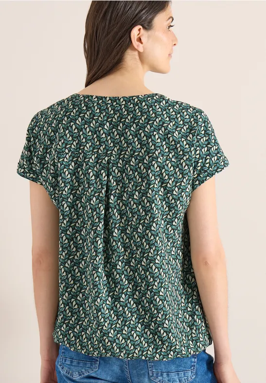 Blouse met gespleten hals en minimale print - Afbeelding 3