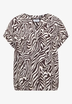 Alternative view of Blouse met gespleten hals en zebraprint
