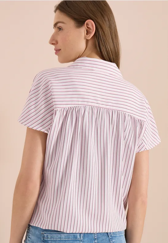 Blouse met korte mouwen en gestreept patroon - Afbeelding 3