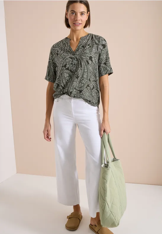 Blouse met korte mouwen en paisleyprint