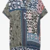Blouse met korte mouwen en patchworkprint - Afbeelding 2