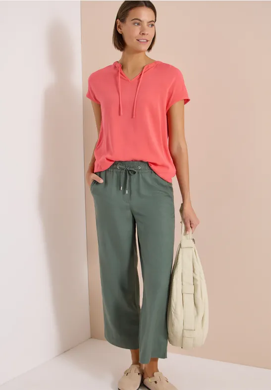 Blouse met korte mouwen en structuurmix