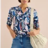 Blouse met korte mouwen en veelkleurige print