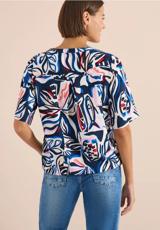 Blouse met korte mouwen en veelkleurige print - Afbeelding 3
