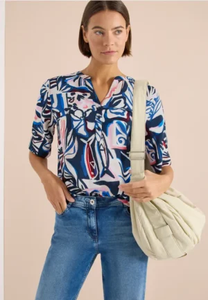 Blouse met korte mouwen en veelkleurige print