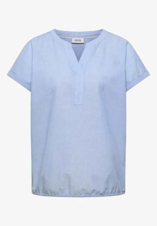 Blouse met korte mouwen in chambraykwaliteit - Afbeelding 2