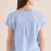 Blouse met korte mouwen in chambraykwaliteit - Afbeelding 3