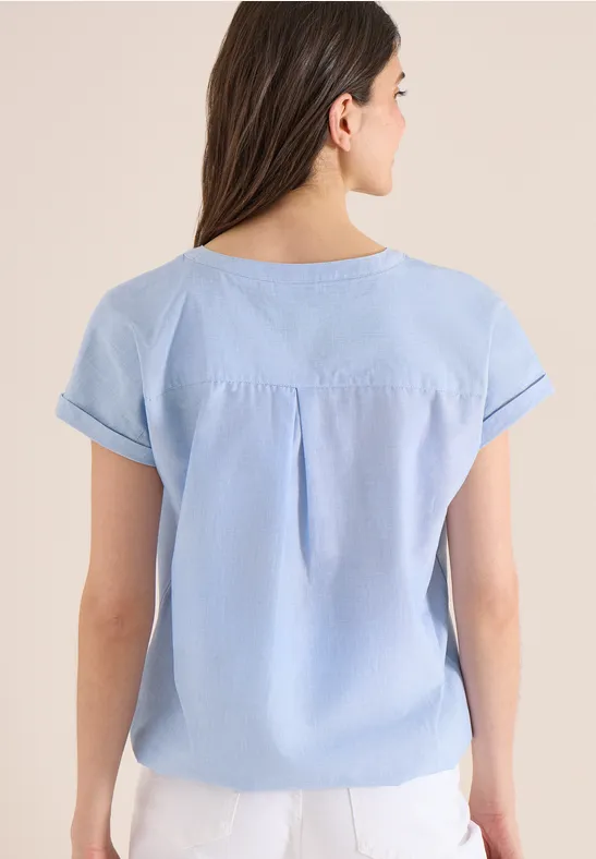 Blouse met korte mouwen in chambraykwaliteit - Afbeelding 3