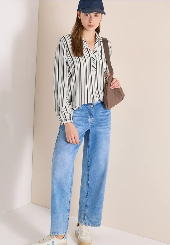 Blouse met lange mouwen en meerkleurige strepen