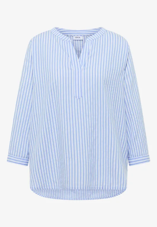 Blouse met lange mouwen in seersucker kwaliteit - Afbeelding 2