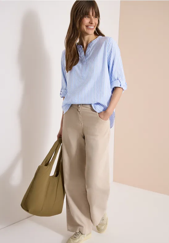 Blouse met lange mouwen in seersucker kwaliteit