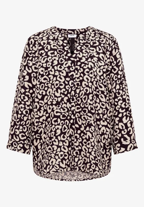 Blouse met leopatroon in linnenmix - Afbeelding 2