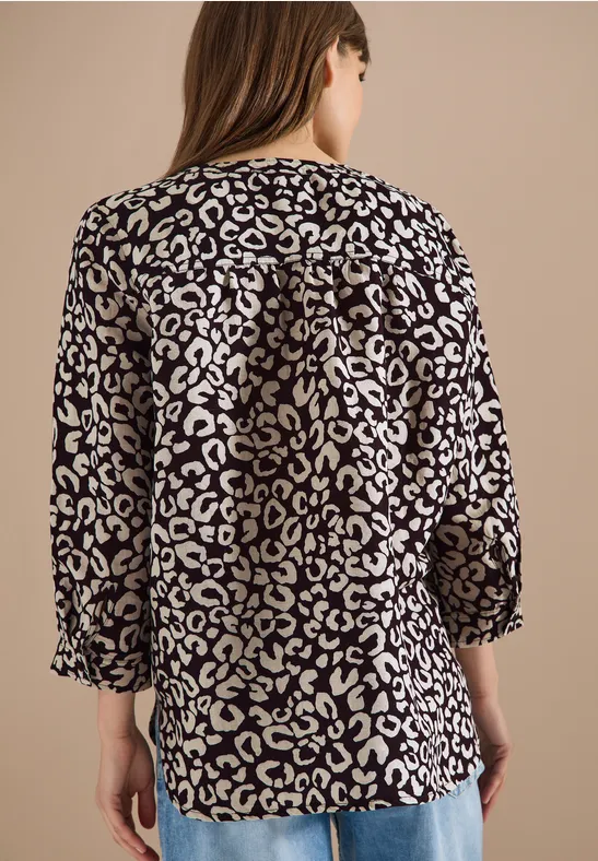 Blouse met leopatroon in linnenmix - Afbeelding 3