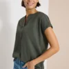Blouse met overhangende schouders in seersucker kwaliteit