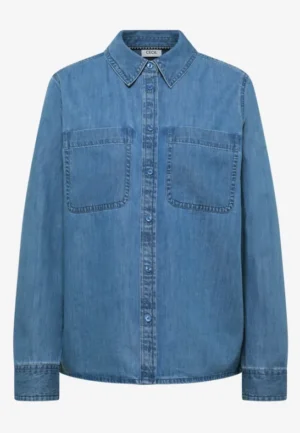 Alternative view of Blouse met overhemdkraag in denimlook