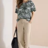 Blouseshirt met korte mouwen en all-over print