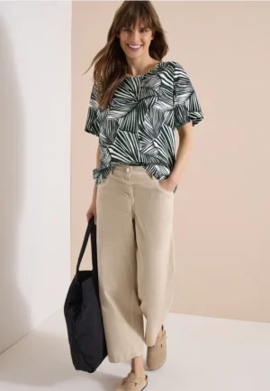 Blouseshirt met korte mouwen en all-over print