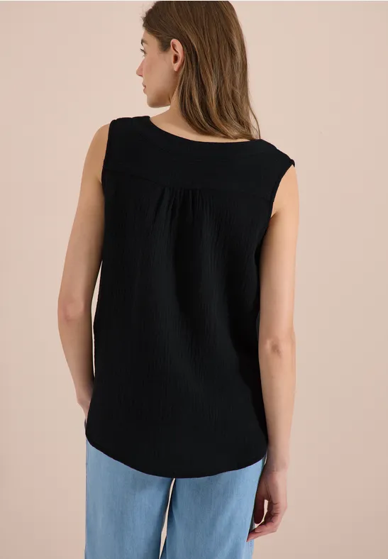 Blousetop met V-hals van mousseline - Afbeelding 3