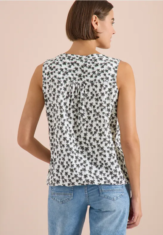 Blousetop met gespleten hals en palmboomprint - Afbeelding 3