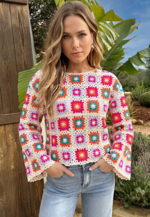 Boho Crochet Top Multicolor