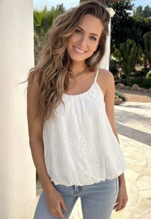 Broderie Camisole Top Ecru