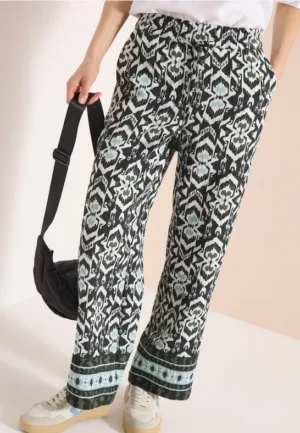 Broek met wijde pijpen in Loose Fit met print