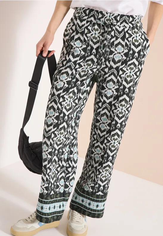 Broek met wijde pijpen in Loose Fit met print